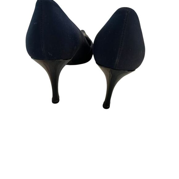 Vintage Stuart Weitzman Women's Navy Blue bow Pointed Toe Pumps Heels Size 11 - Picture 3 of 8